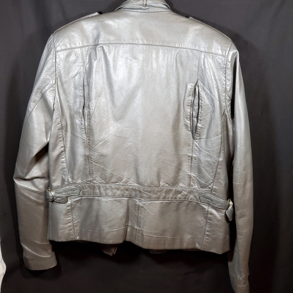 Bermans Gray Leather Jacket 80's - Picture 2 of 5